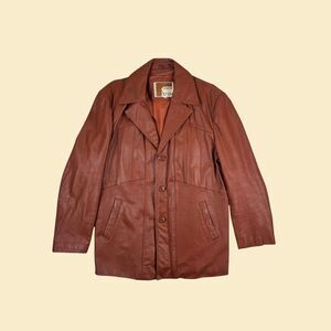 1970s brown leather jacket by Counter Action, size 46 mens leather jacket